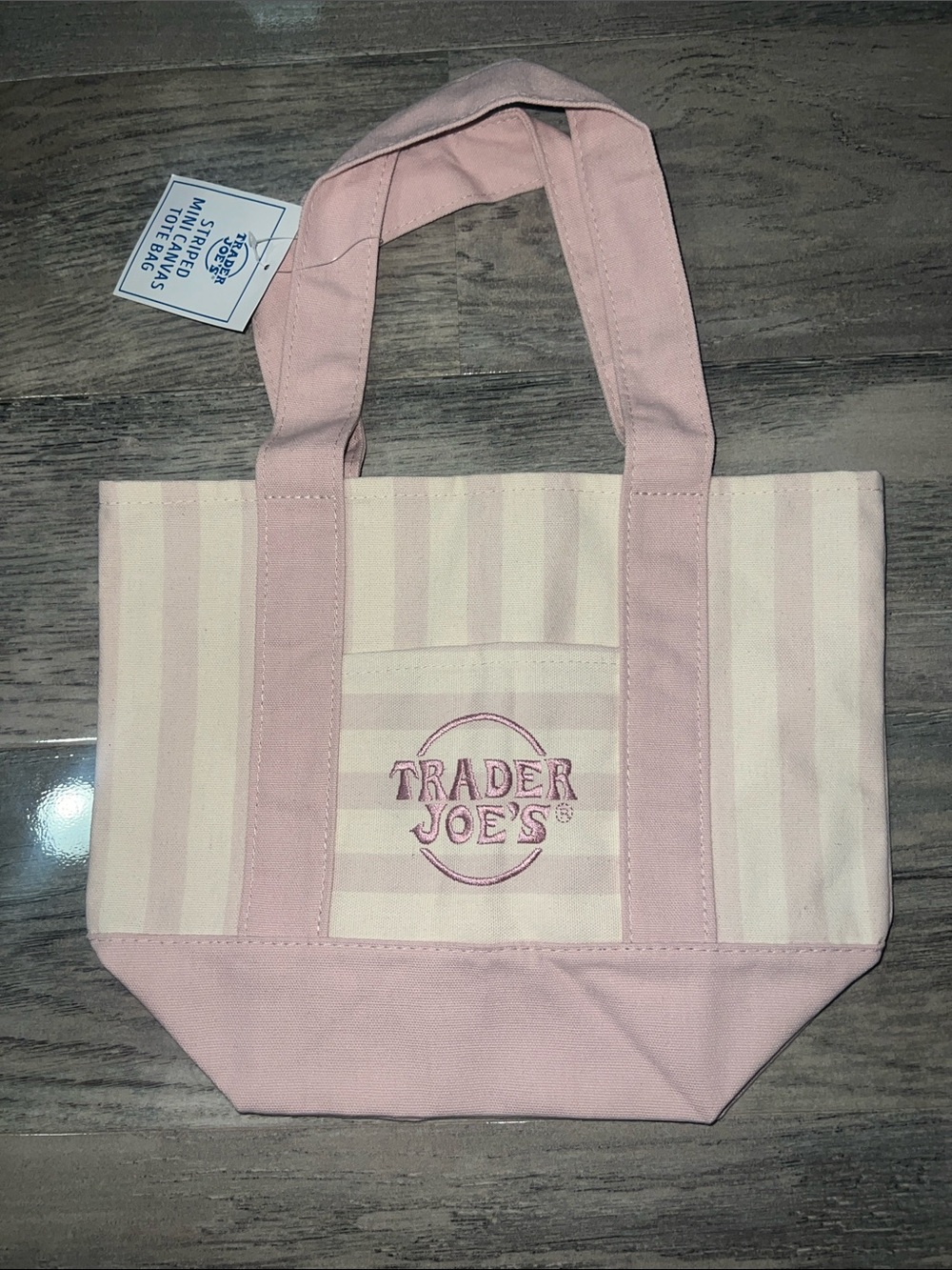 Trader Joe's Pink Stripe Canvas Tote